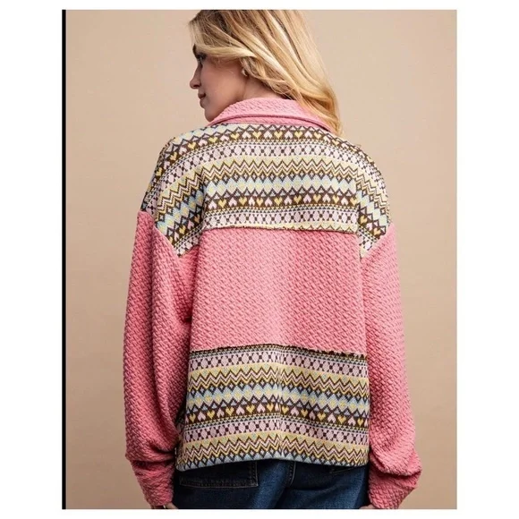 NWT GiGio Textured Knit and Yarn Dye Pattern Mixed Jacket with buttons - Picture 6 of 8